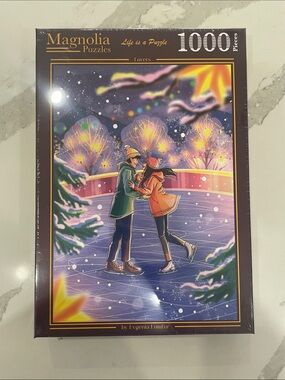 1000-Piece Winter Lovers Ice Skating Puzzle - Purple & Orange
